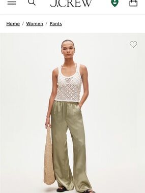J. Crew Satin Wide-Leg Pants in champagne spring rain